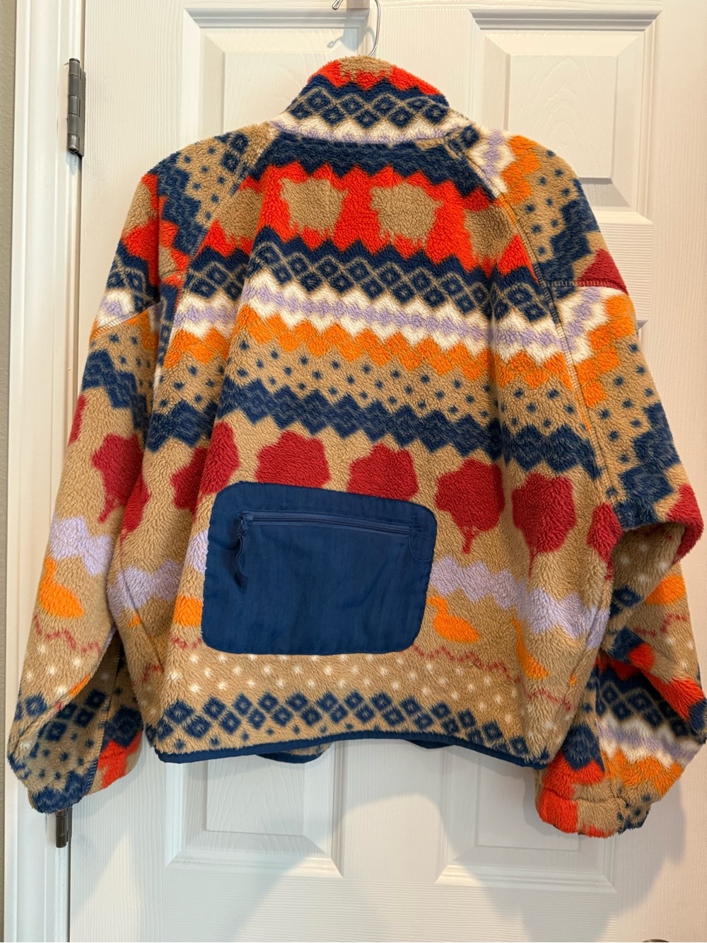 Urban Outfittters Women’s Multicolor Patterned Fleece Jacket - Navy Trim - Picture 5 of 5